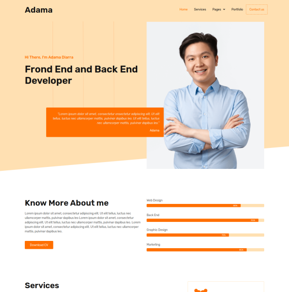 Adama - Personal Portfolio & Resume - WordPress Templates